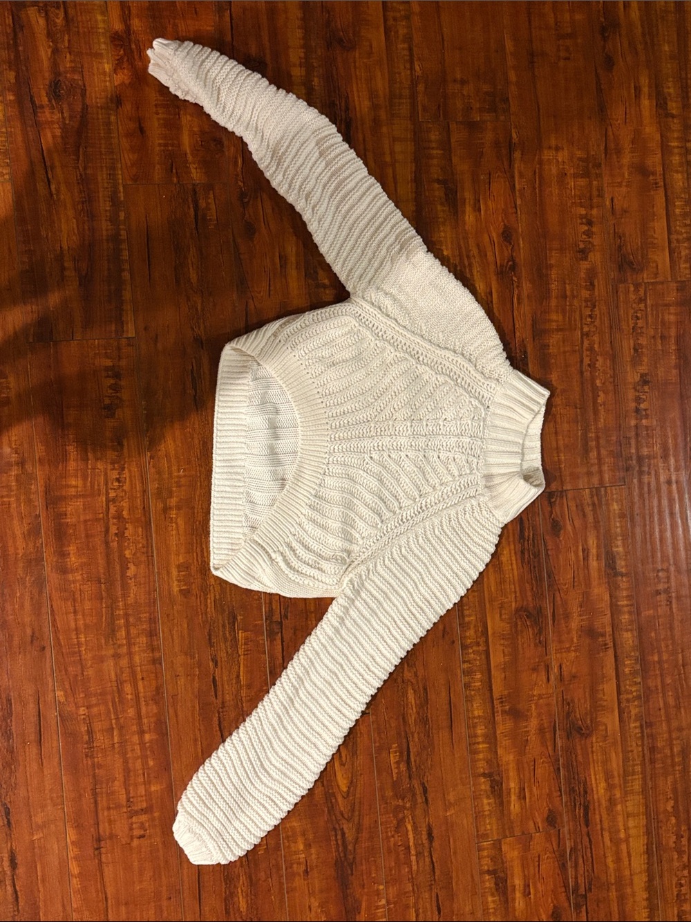 Free People Cream Cable Turtleneck Sweater